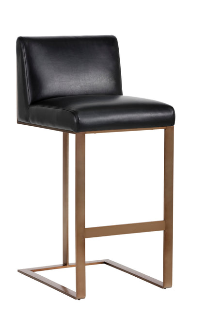   Modern European furniture - Black Leather Cantilevered Bar Stool  - www.oroa.com | Oroa.com