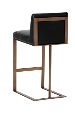   Modern European furniture - Black Leather Cantilevered Bar Stool  - www.oroa.com | Oroa.com