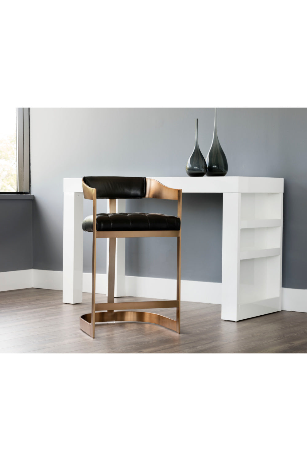   Modern European furniture - Black Leather T-Shaped Counter Stool - www.oroa.com | Oroa.com