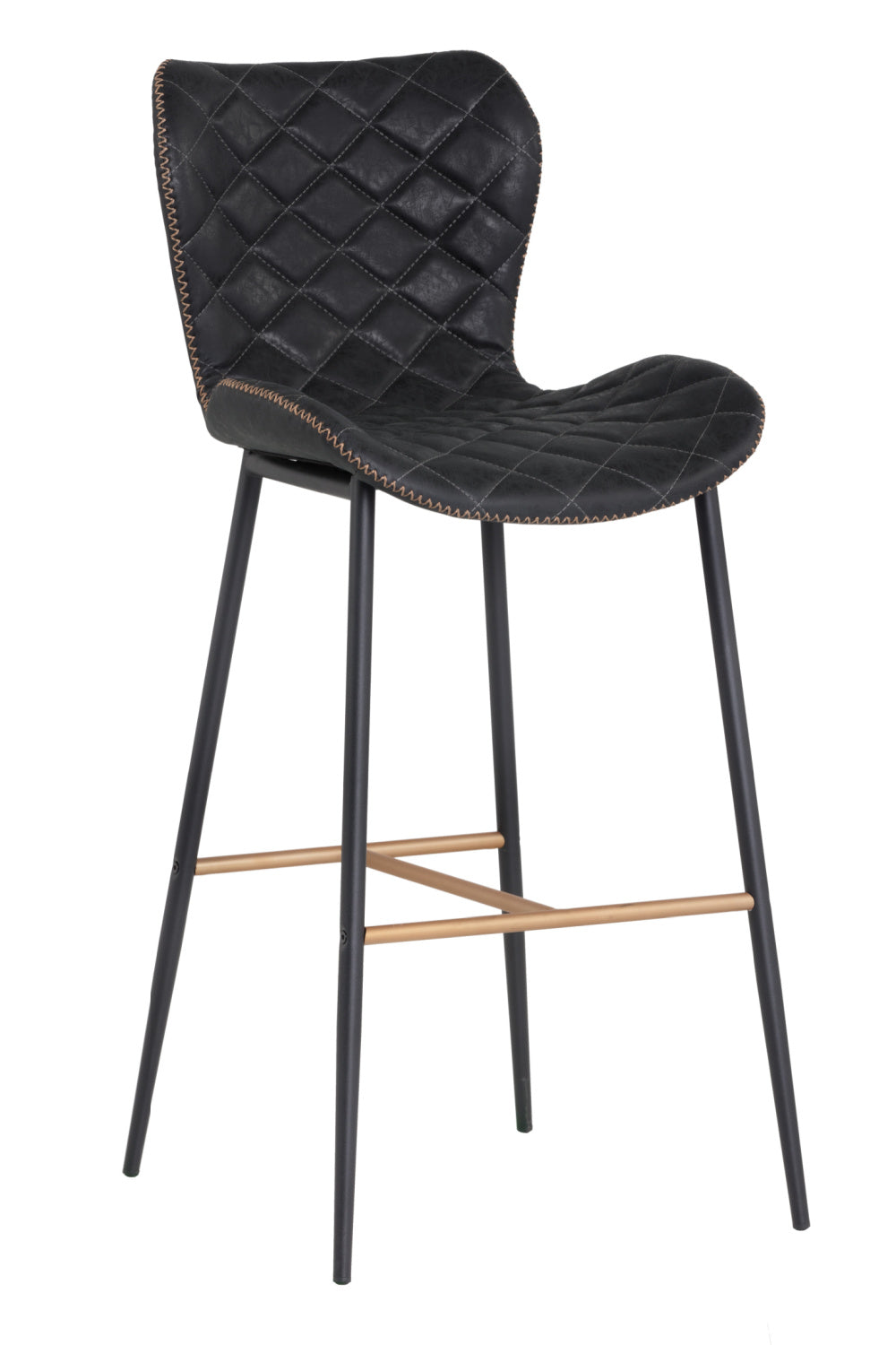   Modern European furniture - Diamond-Stitched Leather Look Bar Stools (2) - www.oroa.com | Oroa.com