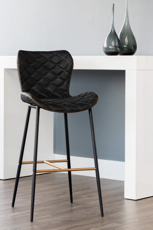   Modern European furniture - Diamond-Stitched Leather Look Bar Stools (2) - www.oroa.com | Oroa.com