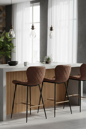   Modern European furniture - Leather-Look Diamond-Stitched  Counter Stools (2) - www.oroa.com | Oroa.com
