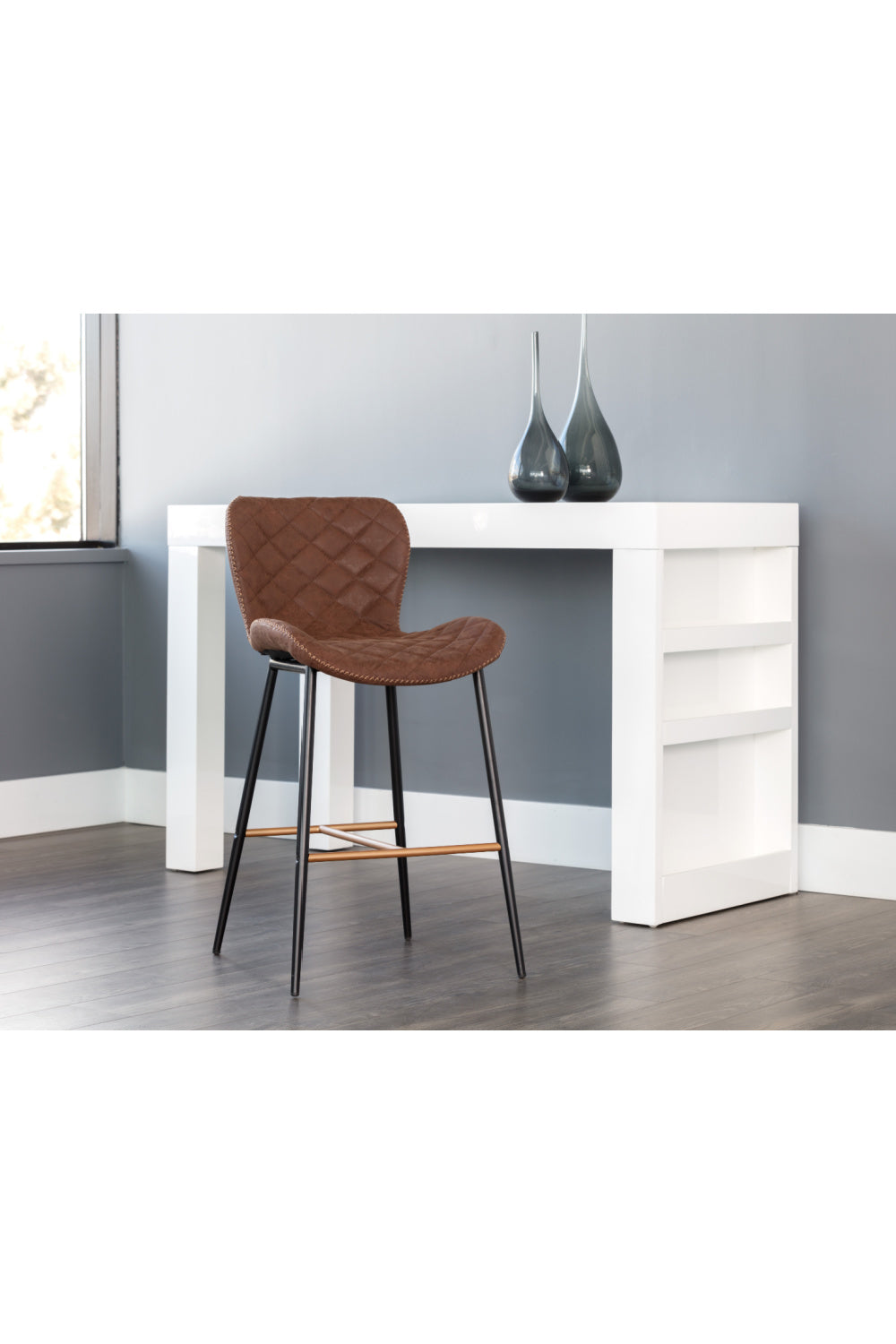   Modern European furniture - Leather-Look Diamond-Stitched  Counter Stools (2) - www.oroa.com | Oroa.com