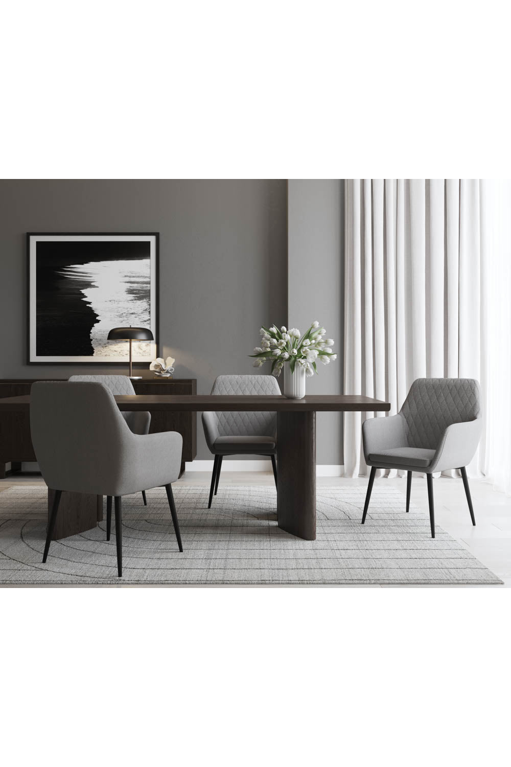   Modern European furniture - Gray Diamond-Tufted Dining Armchair  - www.oroa.com | Oroa.com