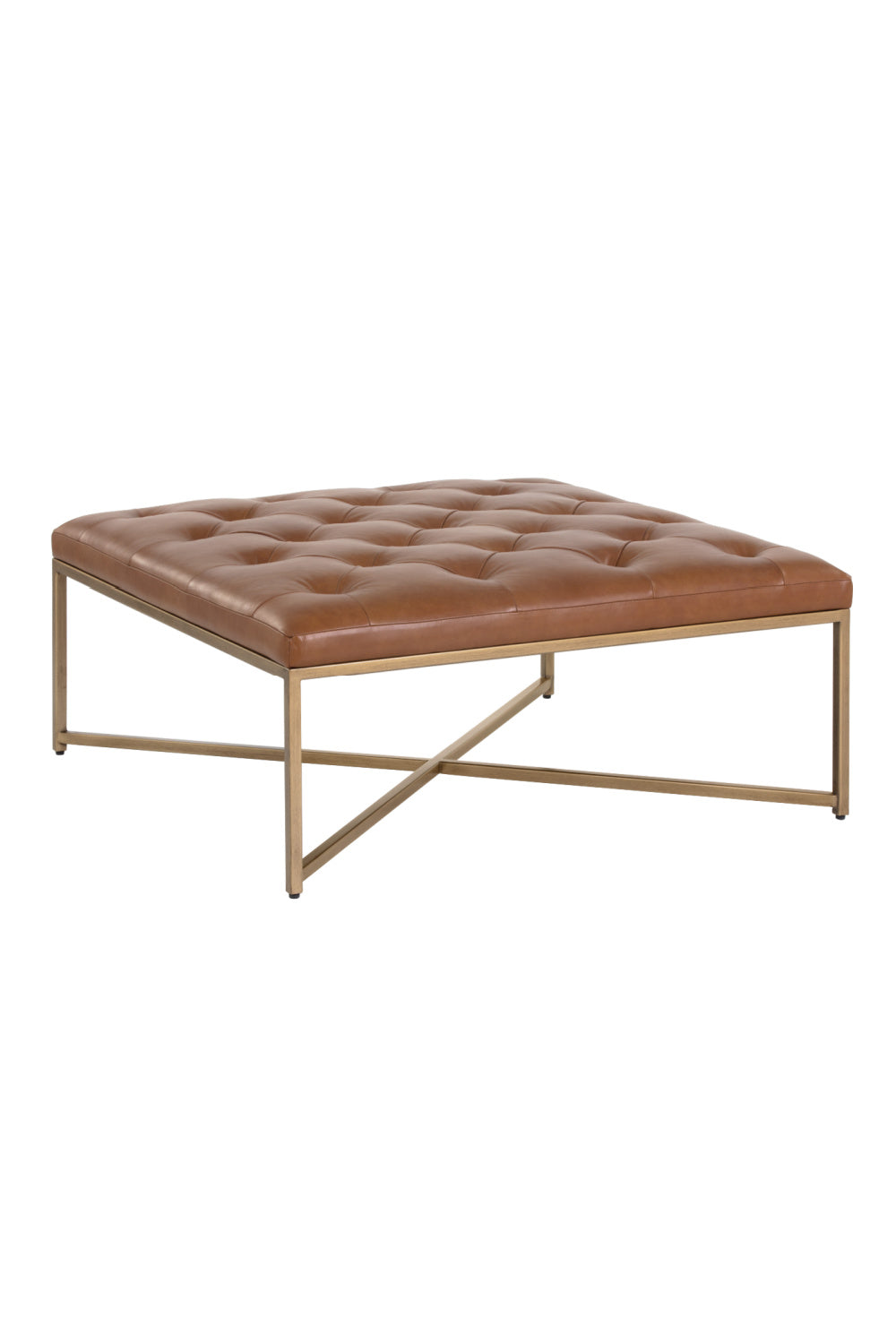   Modern European furniture - Brown Leather Button-Tufted Ottoman - www.oroa.com | Oroa.com