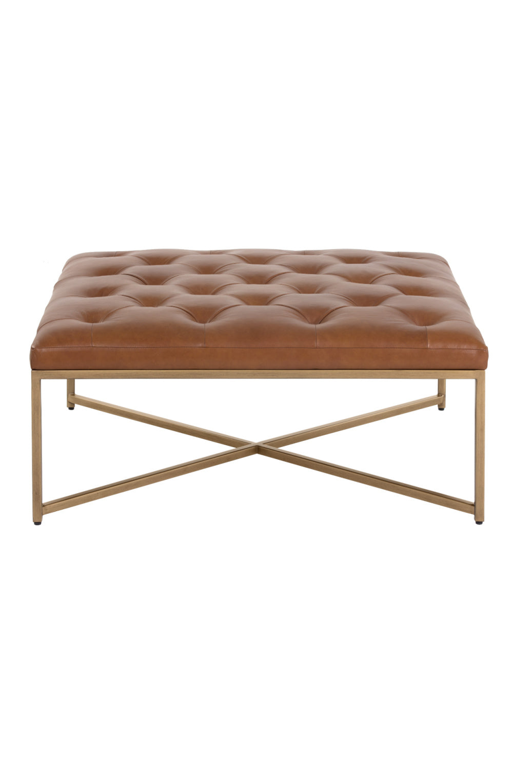  Modern European furniture - Brown Leather Button-Tufted Ottoman - www.oroa.com | Oroa.com
