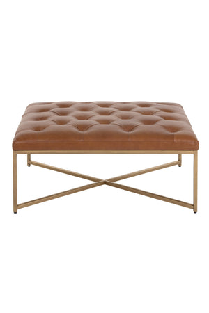   Modern European furniture - Brown Leather Button-Tufted Ottoman - www.oroa.com | Oroa.com