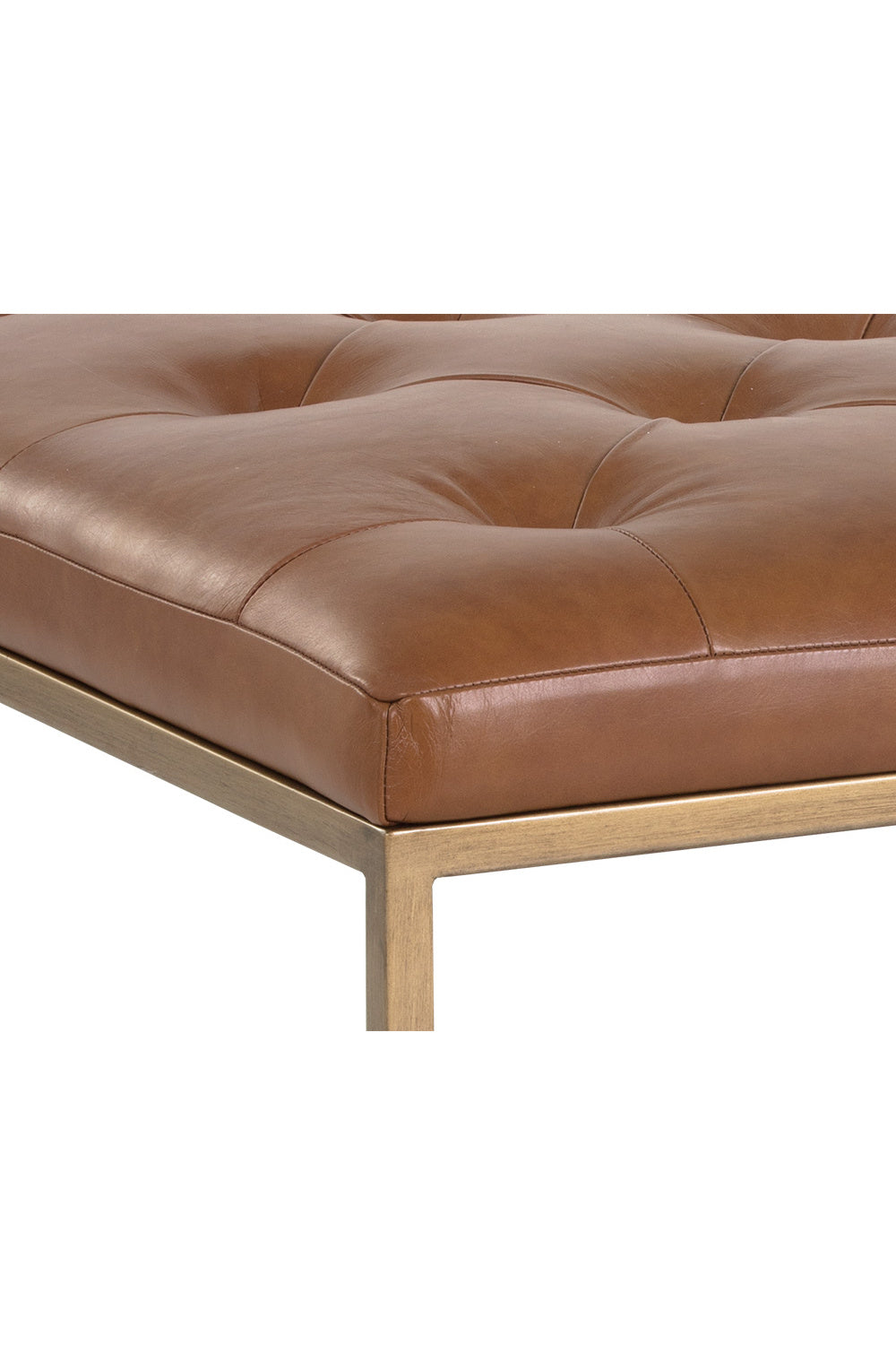   Modern European furniture - Brown Leather Button-Tufted Ottoman - www.oroa.com | Oroa.com