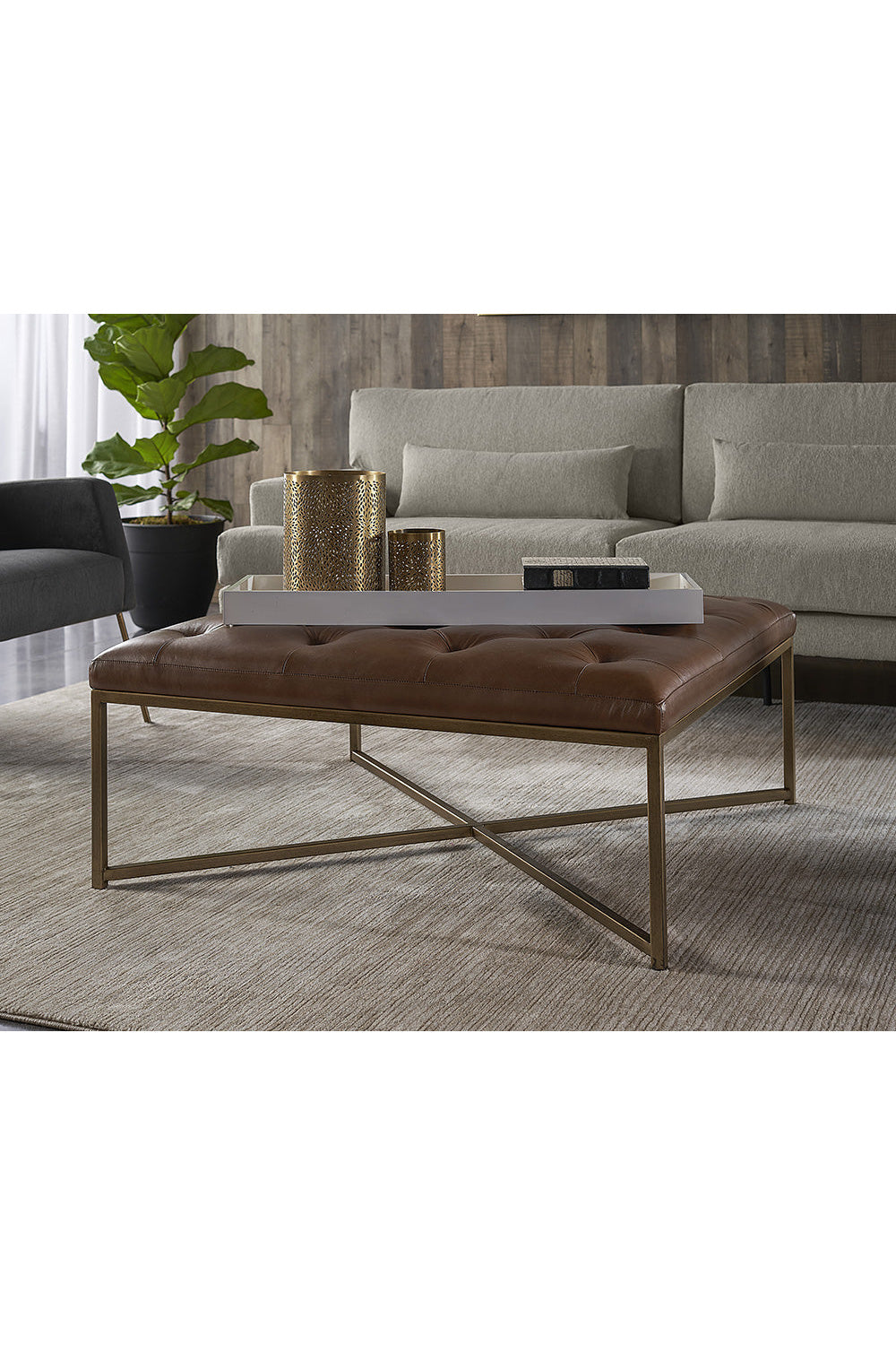   Modern European furniture - Brown Leather Button-Tufted Ottoman - www.oroa.com | Oroa.com