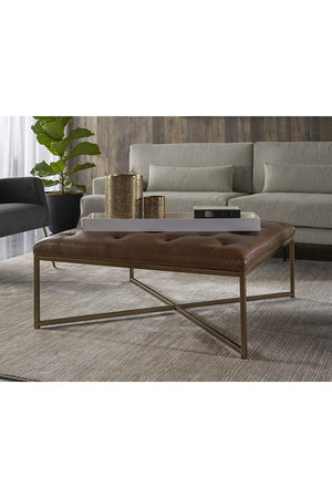   Modern European furniture - Brown Leather Button-Tufted Ottoman - www.oroa.com | Oroa.com