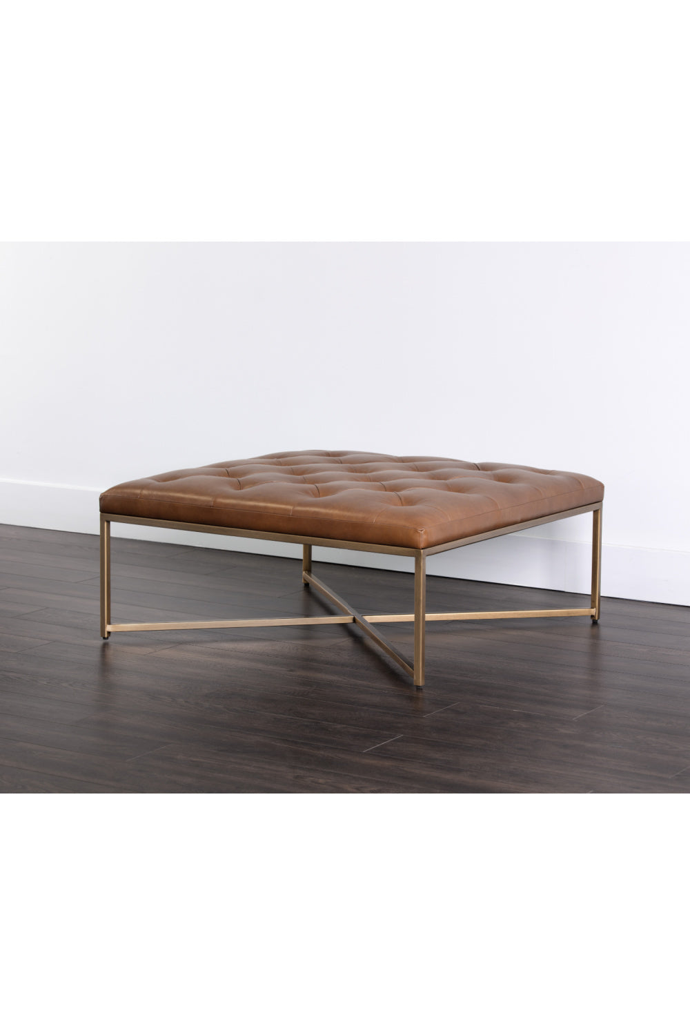   Modern European furniture - Brown Leather Button-Tufted Ottoman - www.oroa.com | Oroa.com