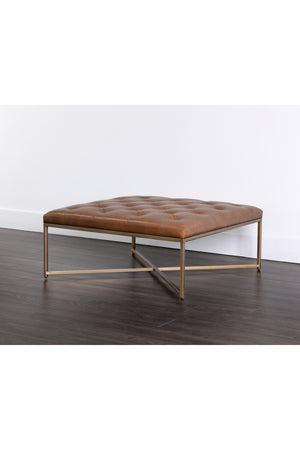   Modern European furniture - Brown Leather Button-Tufted Ottoman - www.oroa.com | Oroa.com