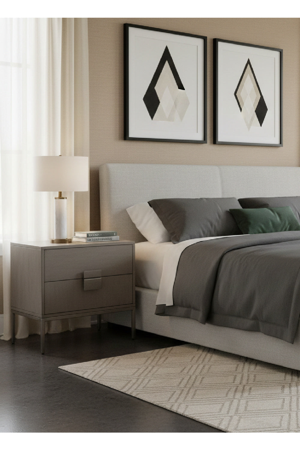   Modern European furniture - Acacia Wood 2-Drawer Nightstand - www.oroa.com | Oroa.com