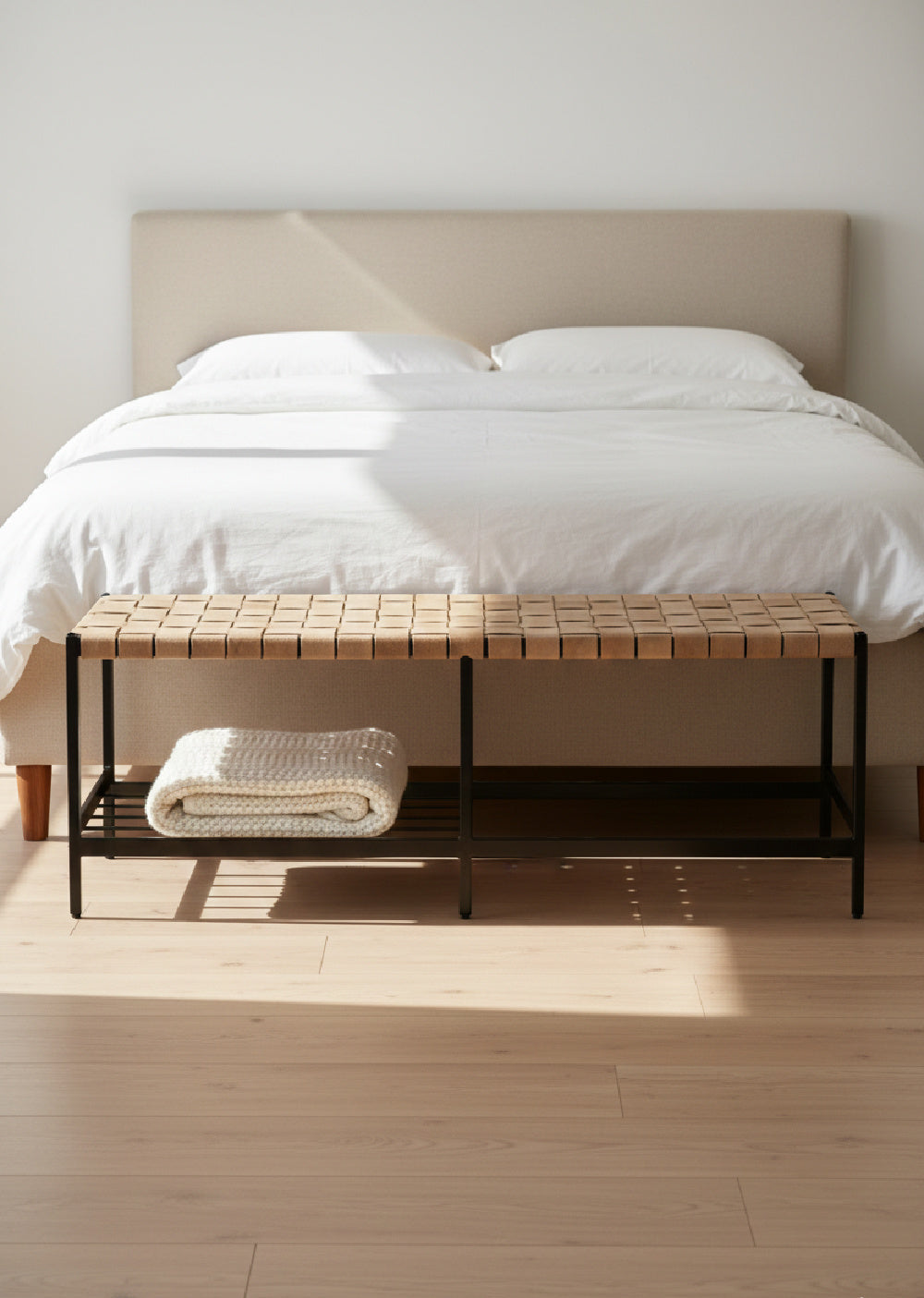   Modern European furniture - Hand-Woven Leather Bench - www.oroa.com | Oroa.com
