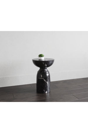   Modern European furniture - Round Marble-Look Indoor/Outdoor End Table - www.oroa.com | Oroa.com