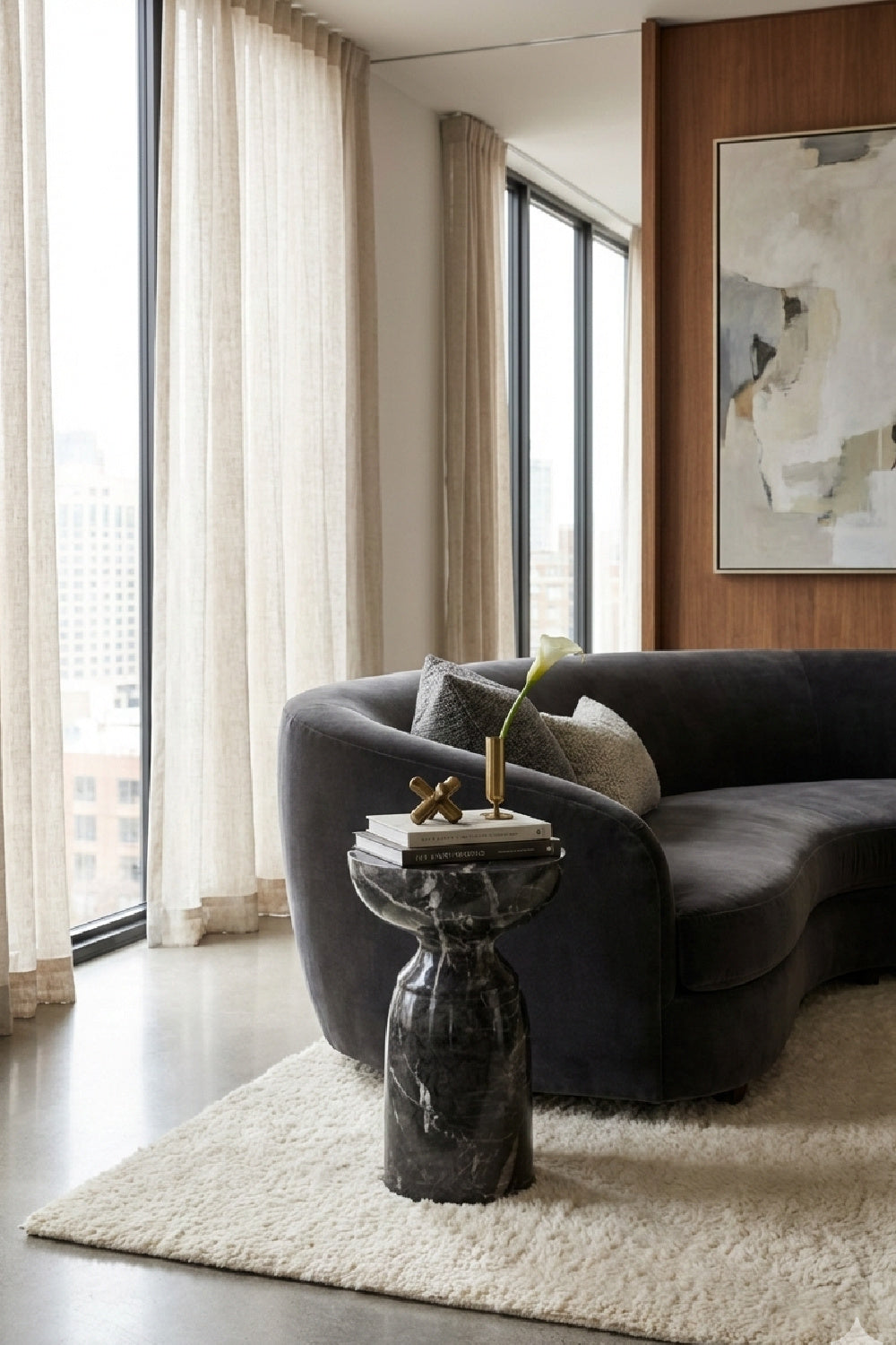   Modern European furniture - Round Marble-Look Indoor/Outdoor End Table - www.oroa.com | Oroa.com