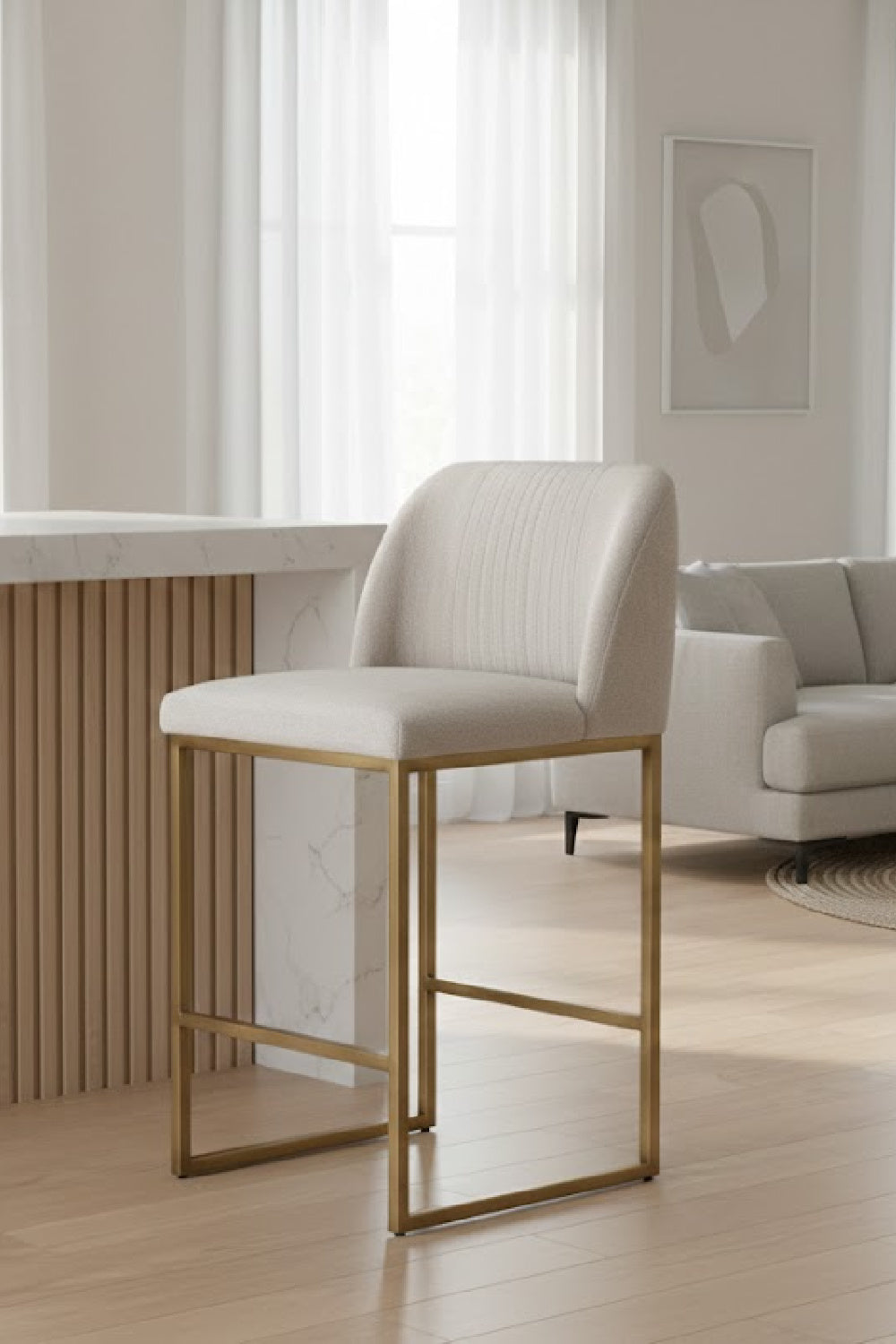   Modern European furniture - Ruched-Back Fabric Counter Stool - www.oroa.com | Oroa.com