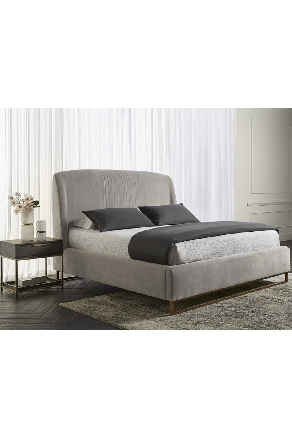   Modern European furniture - Gray Ruched Headboard Bed - www.oroa.com | Oroa.com