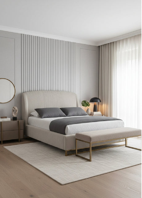   Modern European furniture - Gray Ruched Headboard Bed - www.oroa.com | Oroa.com