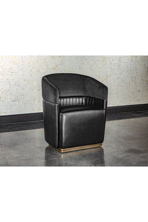   Modern European furniture - Black Leather Wheeled Lounge Chair - www.oroa.com | Oroa.com