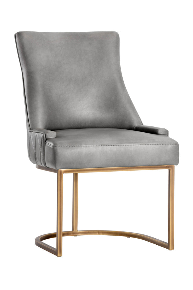 Modern European furniture - Bronze Cantilever Leather Dining Chairs (2) - www.oroa.com

