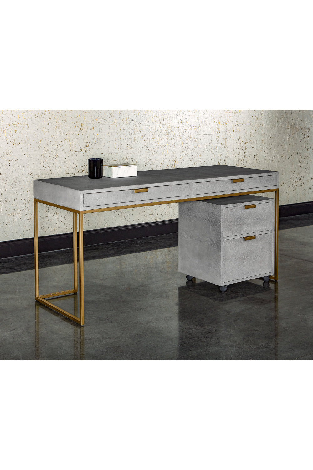   Modern European furniture - Gray Shagreen 2-Drawer Desk - www.oroa.com | Oroa.com