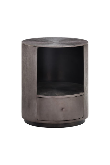   Modern European furniture - Round Gunmetal 1-Drawer Nightstand - www.oroa.com | Oroa.com