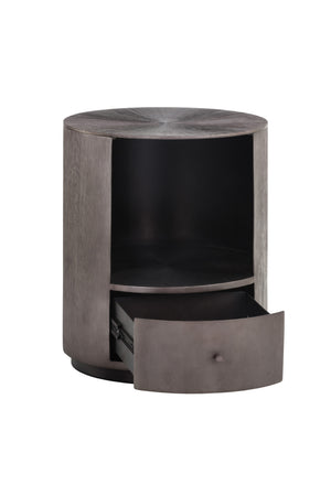   Modern European furniture - Round Gunmetal 1-Drawer Nightstand - www.oroa.com | Oroa.com