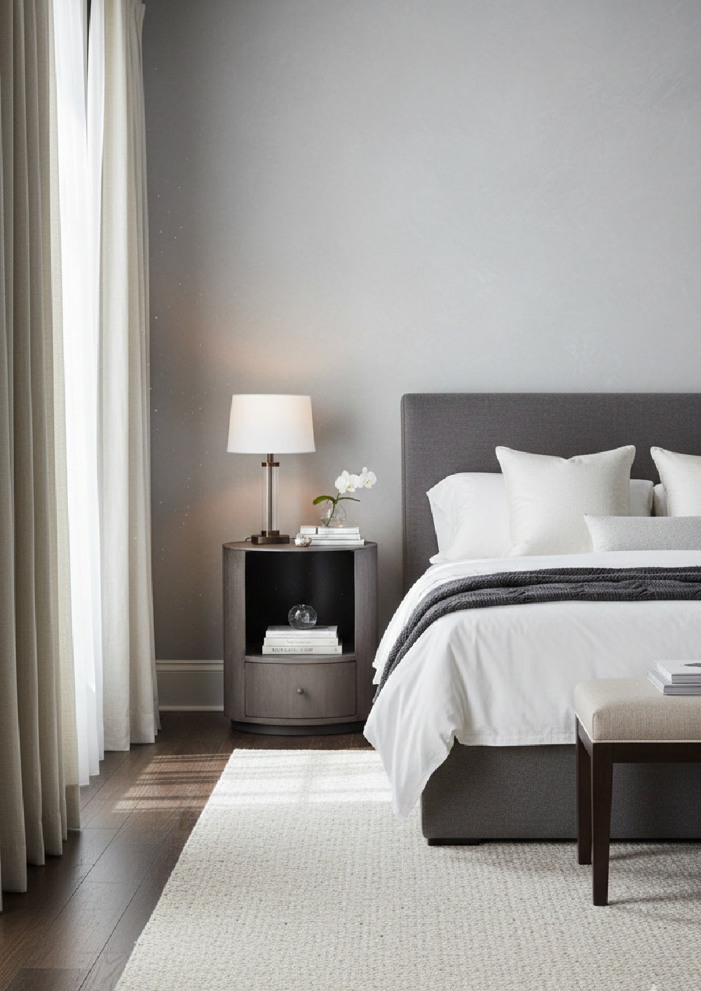   Modern European furniture - Round Gunmetal 1-Drawer Nightstand - www.oroa.com | Oroa.com