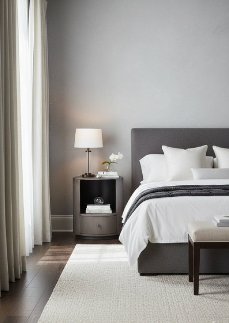   Modern European furniture - Round Gunmetal 1-Drawer Nightstand - www.oroa.com | Oroa.com