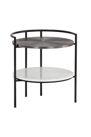   Modern European furniture - Round Gunmetal & Marble Nightstand - www.oroa.com | Oroa.com