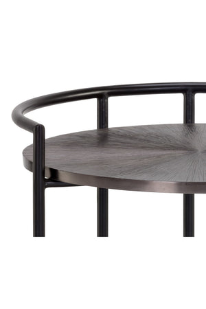   Modern European furniture - Round Gunmetal & Marble Nightstand - www.oroa.com | Oroa.com