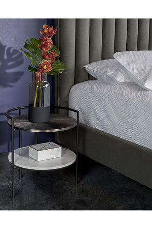   Modern European furniture - Round Gunmetal & Marble Nightstand - www.oroa.com | Oroa.com