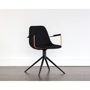   Modern European furniture - Black Leather Swivel Dining Chair - www.oroa.com | Oroa.com