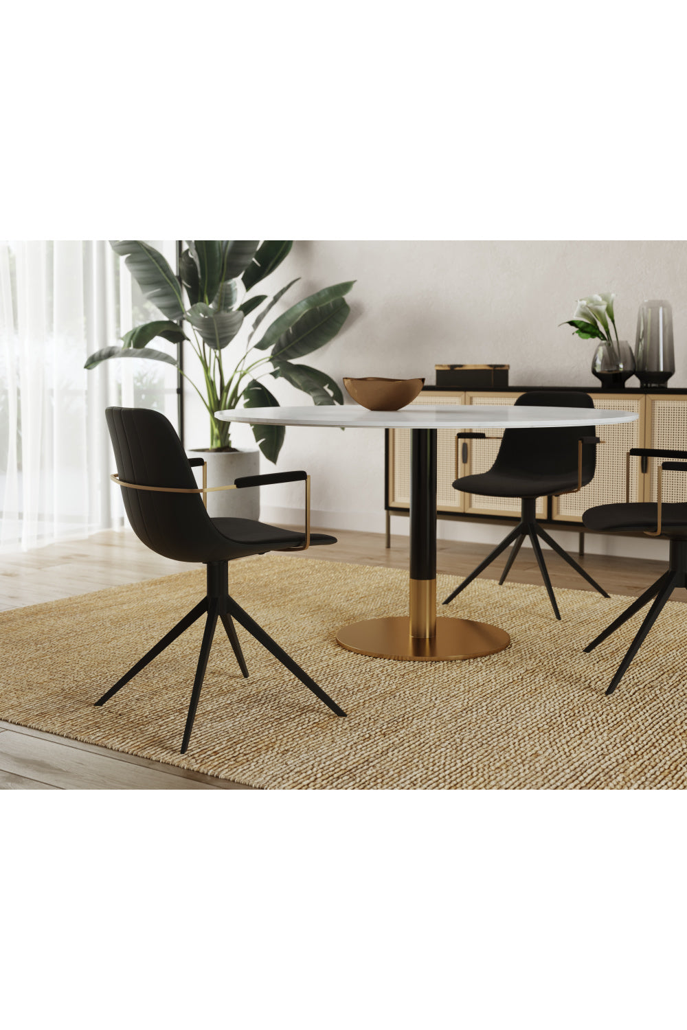   Modern European furniture - Black Leather Swivel Dining Chair - www.oroa.com | Oroa.com