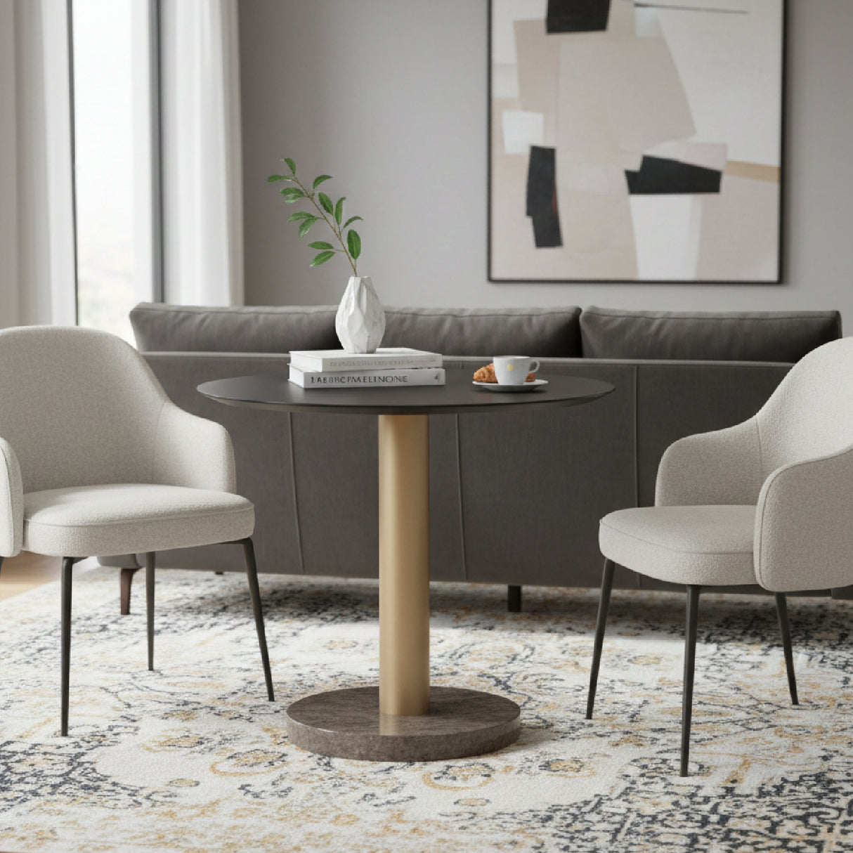   Modern European furniture Round Gray Marble Bistro Table - www.oroa.com | Oroa.com