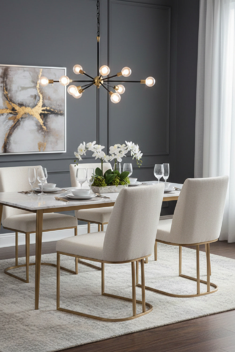   Modern European furniture - Cream Cantilevered Dining Chairs (2) - www.oroa.com | Oroa.com
