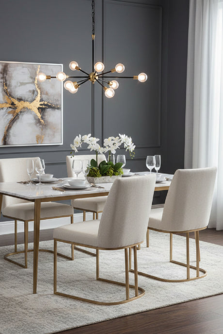   Modern European furniture - Cream Cantilevered Dining Chairs (2) - www.oroa.com | Oroa.com