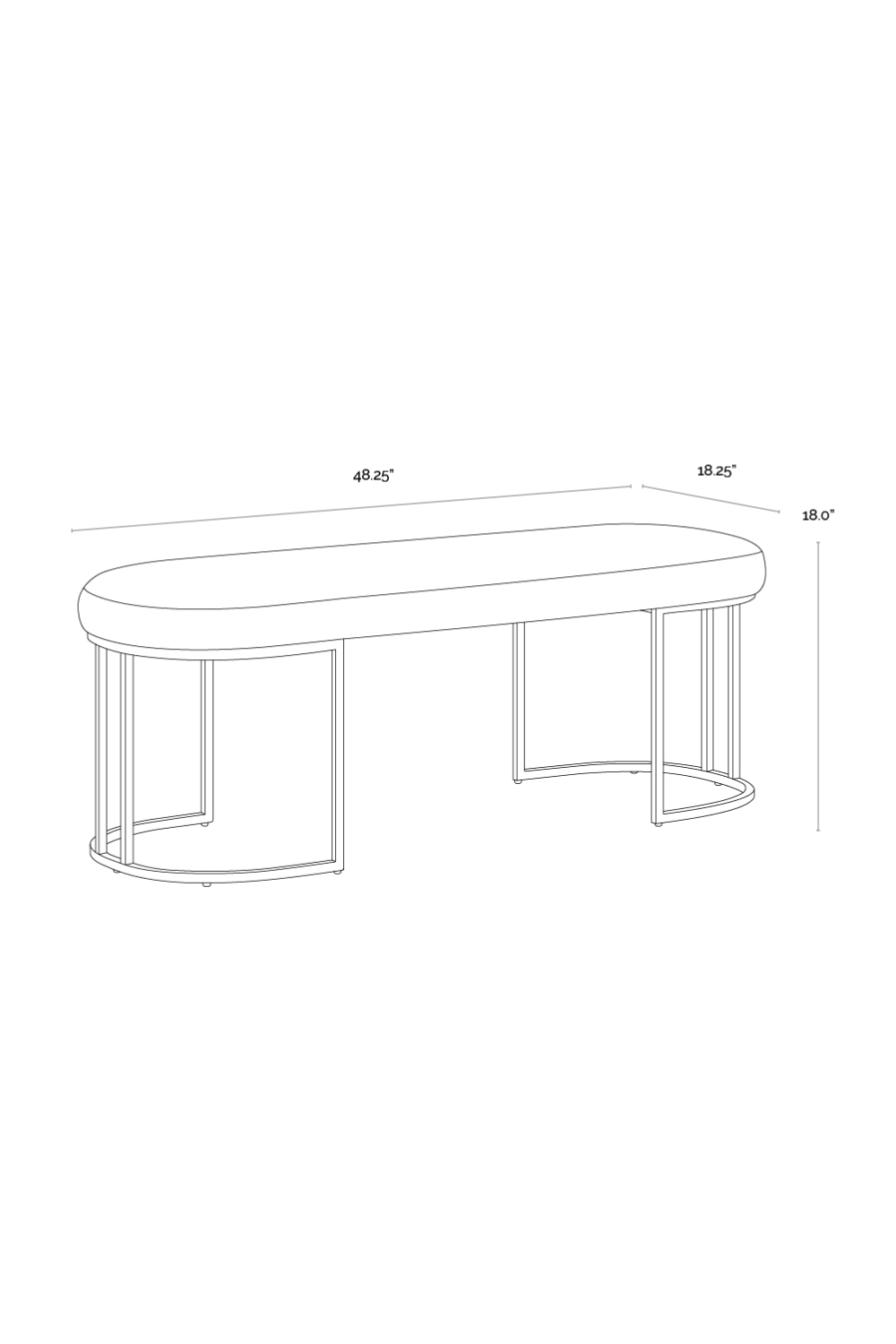   Modern European furniture - Oval Cream Fabric Bench - www.oroa.com | Oroa.com