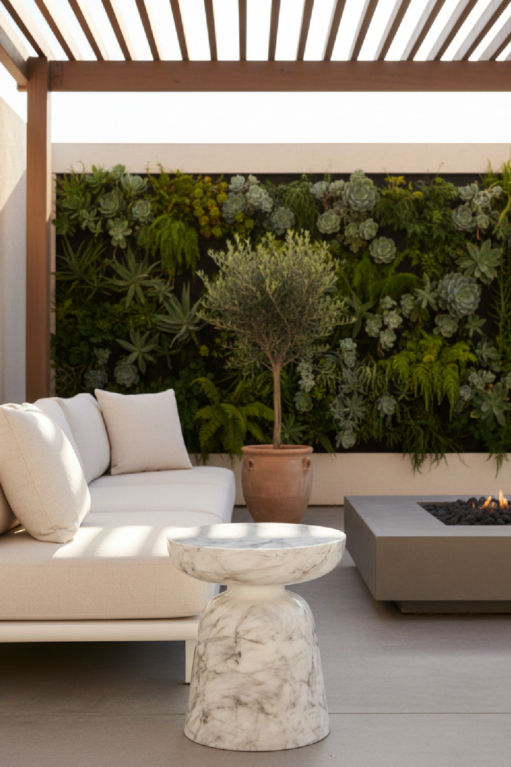   Modern European furniture - Marble-Look Indoor/Outdoor End Table - www.oroa.com | Oroa.com