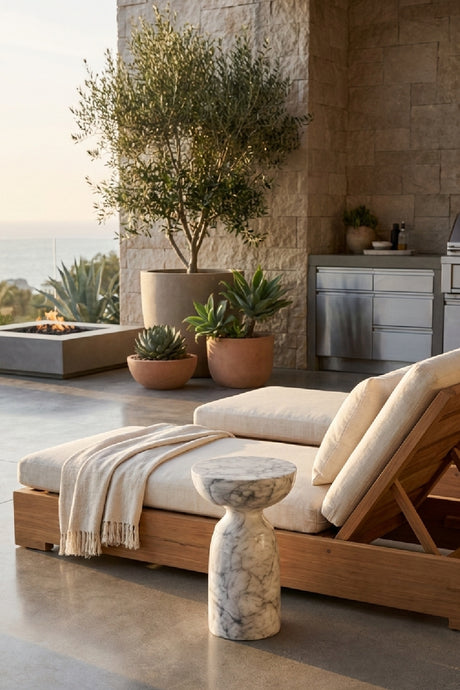   Modern European furniture - Round Marble-Look Indoor/Outdoor End Table - www.oroa.com | Oroa.com