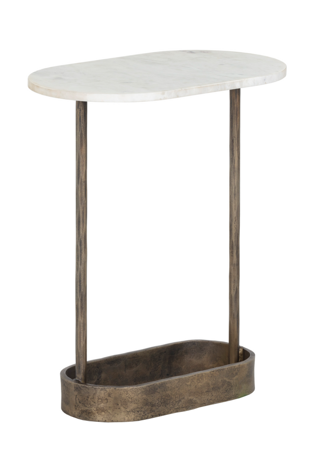 Modern European furniture  Oval White Marble End Table - www.oroa.com