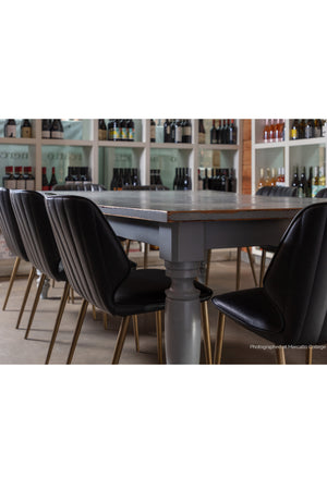   Modern European furniture - Channeled Leather Look Dining Chairs (2) - www.oroa.com | Oroa.com