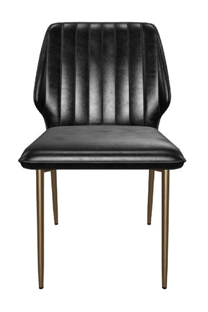  Modern European furniture - Channeled Leather Look Dining Chairs (2) - www.oroa.com | Oroa.com