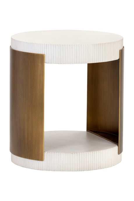   Modern European furniture - White Ridged Indoor/Outdoor End Table - www.oroa.com | Oroa.com