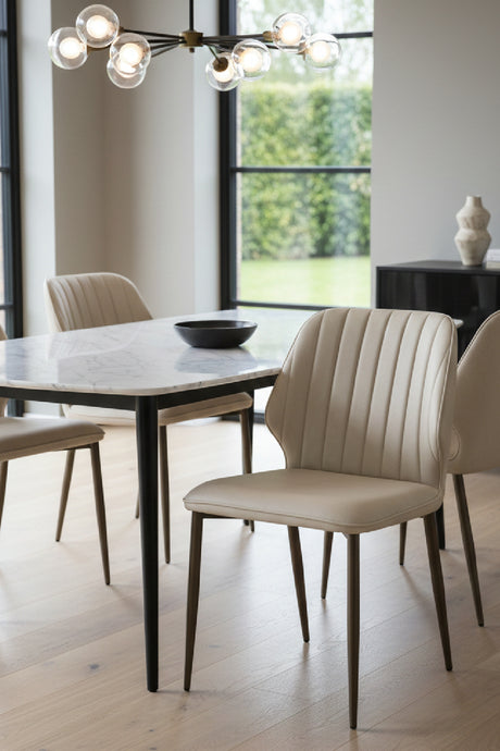   Modern European furniture - Channeled Leather Look Dining Chairs (2) - www.oroa.com | Oroa.com