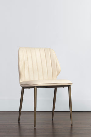   Modern European furniture - Channeled Leather Look Dining Chairs (2) - www.oroa.com | Oroa.com