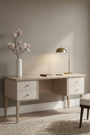   Modern European furniture - Cream Shagreen 4-Drawer Desk - www.oroa.com | Oroa.com