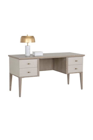   Modern European furniture - Cream Shagreen 4-Drawer Desk - www.oroa.com | Oroa.com