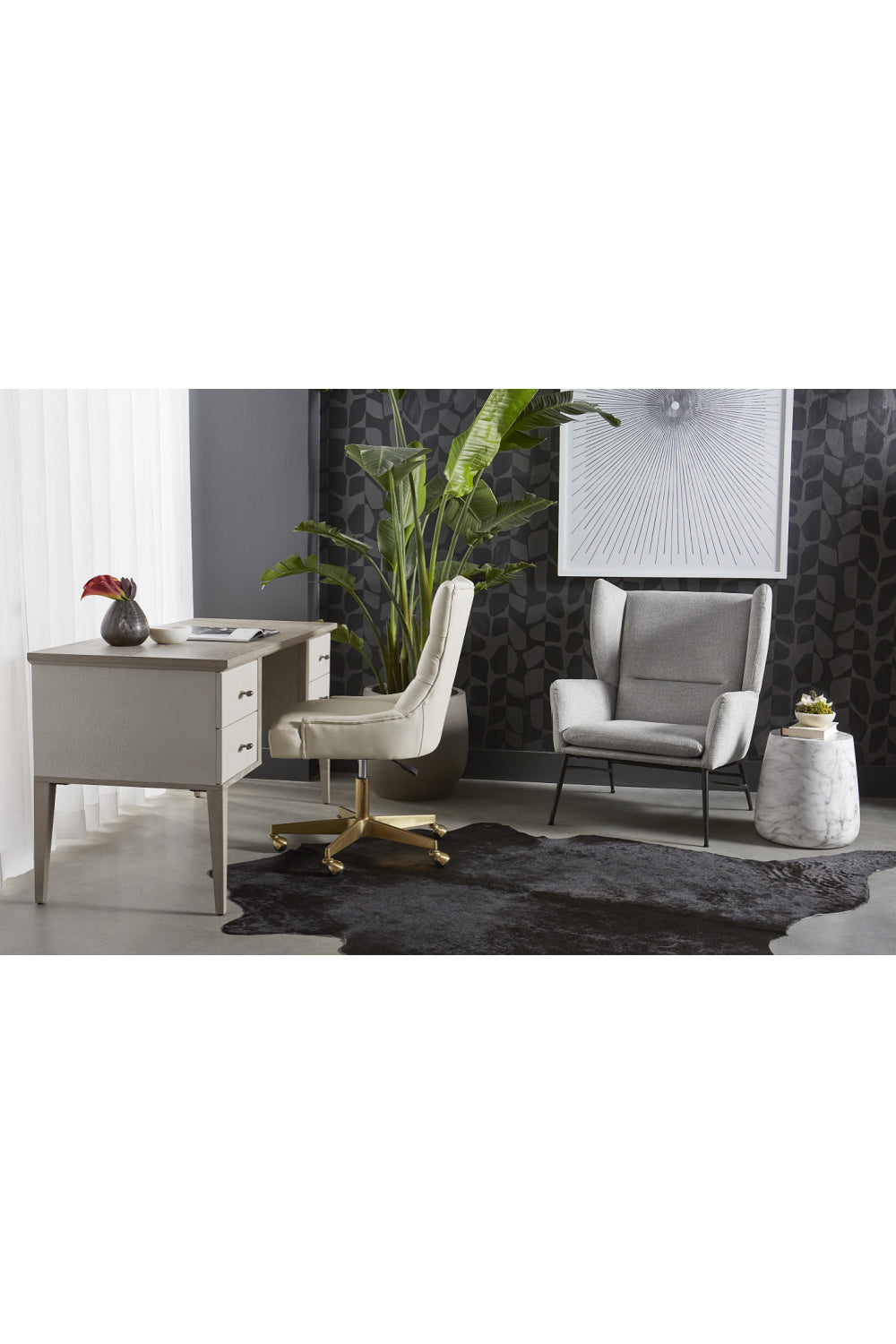   Modern European furniture - Cream Shagreen 4-Drawer Desk - www.oroa.com | Oroa.com